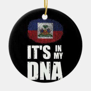 Haiti It's In My DNA Haitian Pride Fingerprint Ceramic Tree Decoration