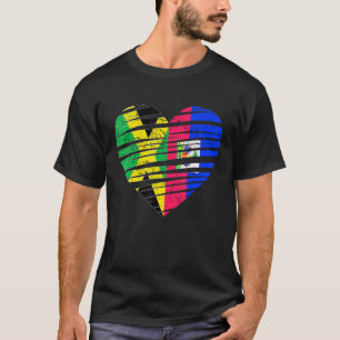 Haiti Jamaica Grown Heart USA Patriot Heritage Mon T-Shirt