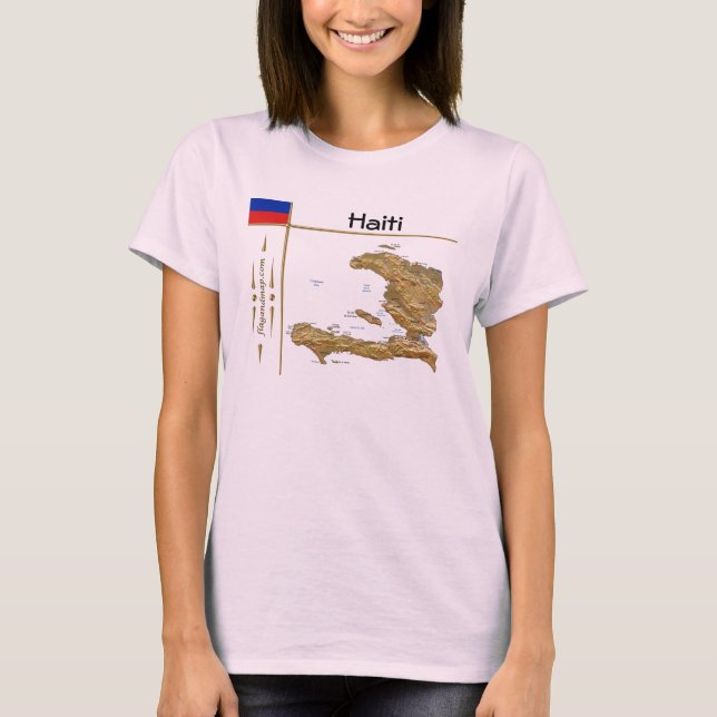 Haiti Map + Flag + Title T-Shirt (Front)