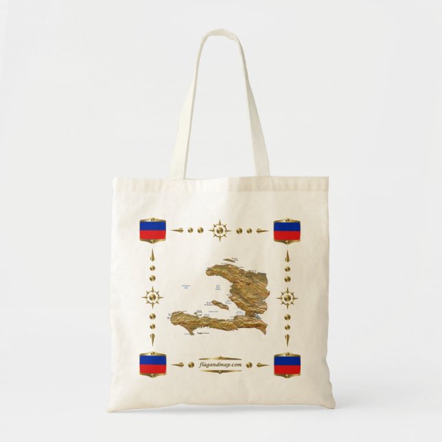 Haiti Map + Flags Bag (Front)