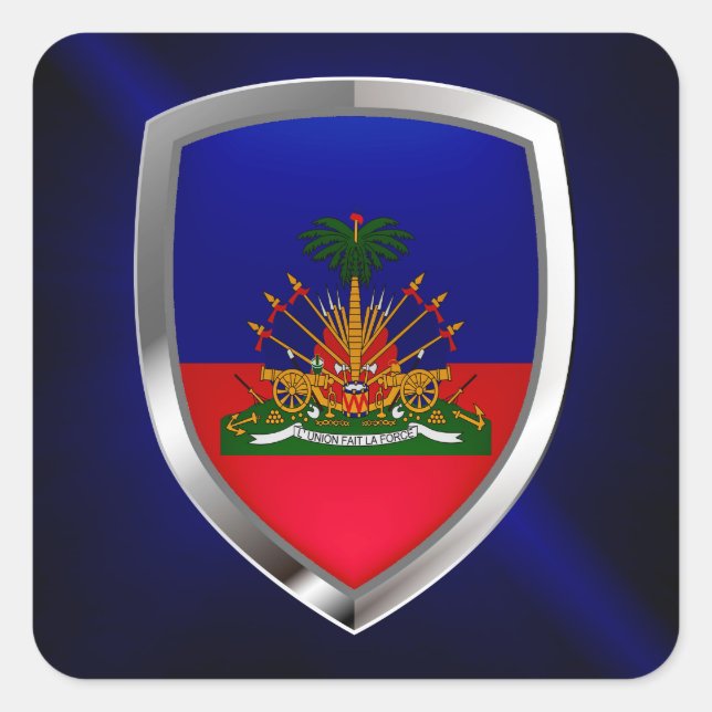 Haiti Metallic Emblem Square Sticker (Front)
