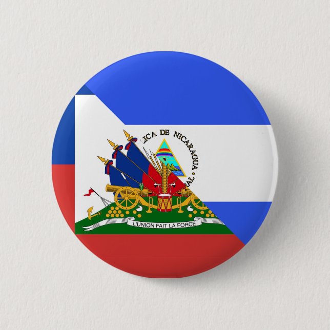 Haiti Nicaragua Flag | Half Haitian Nicaraguan 6 Cm Round Badge (Front)