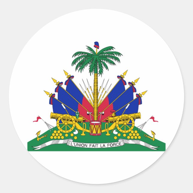 Haiti Official Coat Of Arms Heraldry Symbol Classic Round Sticker (Front)