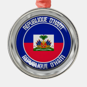 Haiti Round Emblem Metal Tree Decoration