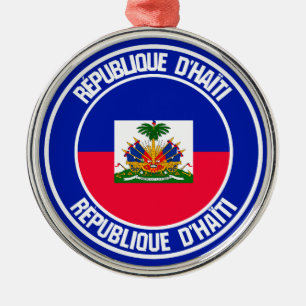 Haiti Round Emblem Metal Tree Decoration