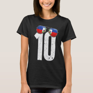 Haiti Soccer Player Number 10 Haitian Flag T-Shirt