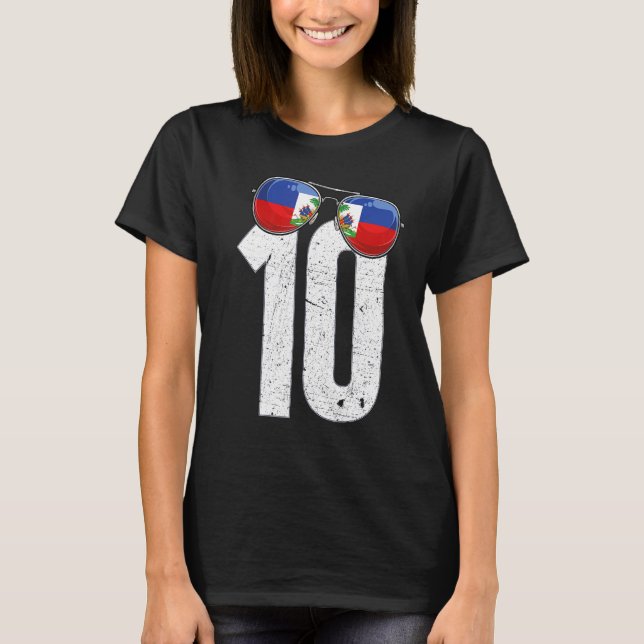 Haiti Soccer Player Number 10 Haitian Flag T-Shirt (Front)