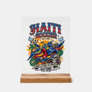 Haiti Soccer Skeleton Striker Nations Poster Style