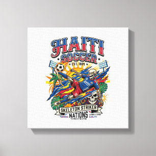 Haiti Soccer Skeleton Striker Nations Poster Style Canvas Print