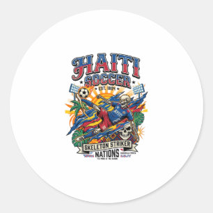 Haiti Soccer Skeleton Striker Nations Poster Style Classic Round Sticker