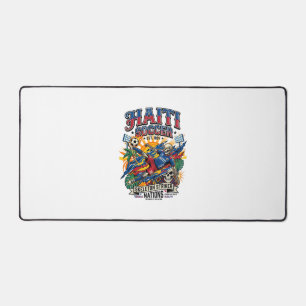 Haiti Soccer Skeleton Striker Nations Poster Style Desk Mat