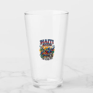 Haiti Soccer Skeleton Striker Nations Poster Style Glass