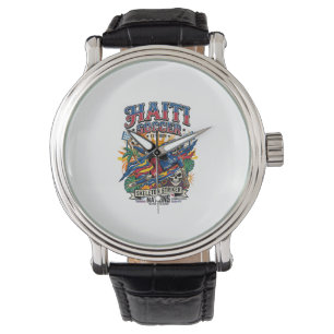 Haiti Soccer Skeleton Striker Nations Poster Style Watch