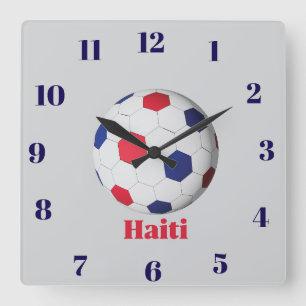 Haiti Soccer Square Wall Clock