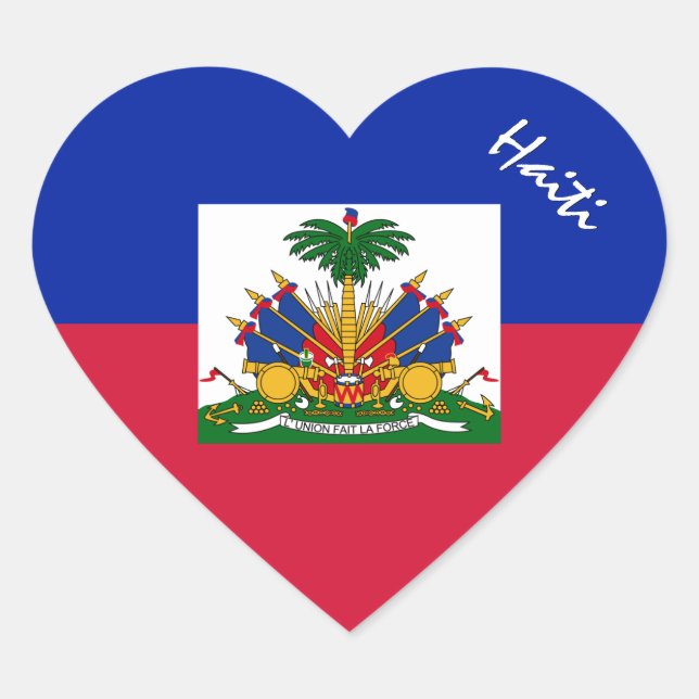 Haiti Sticker, Heart, Patriotic Haitian Flag Heart Sticker (Front)