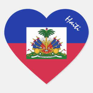 Haiti Sticker, Heart, Patriotic Haitian Flag Heart Sticker