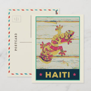 Haiti typical colourful gecko postcard