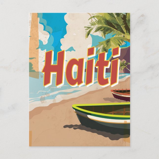 Haiti Vintage vacation Poster Postcard (Front)