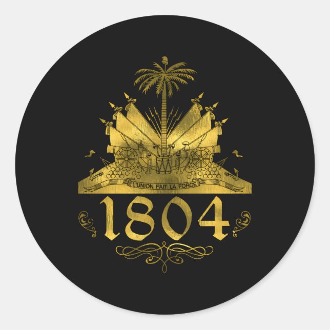 Haitian 1804 Gold Haiti Flag Emblem Classic Round Sticker (Front)