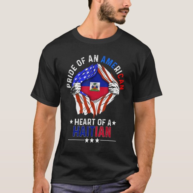 Haitian American America Pride Foreign Country Hai T-Shirt (Front)