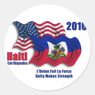 Haitian & American Waving Flags for Haiti Classic Round Sticker