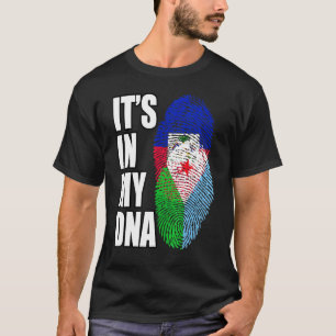 Haitian And Djiboutian Mix DNA Flag Heritage T-Shirt
