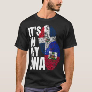 Haitian And Dominican Mix DNA Flag Heritage Pullov T-Shirt