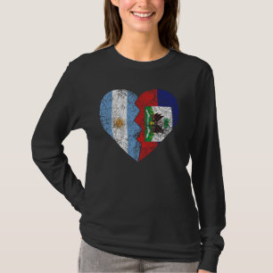 Haitian Argentinian Flag Heart Argentina Haiti Fla T-Shirt