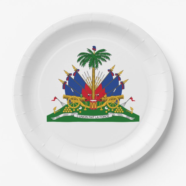 Haitian Coat of Arms (Haiti) Paper Plate (Front)