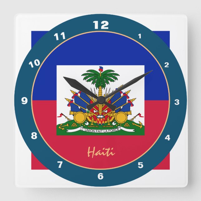 Haitian Flag & Haiti trendy fashion /design clock (Front)