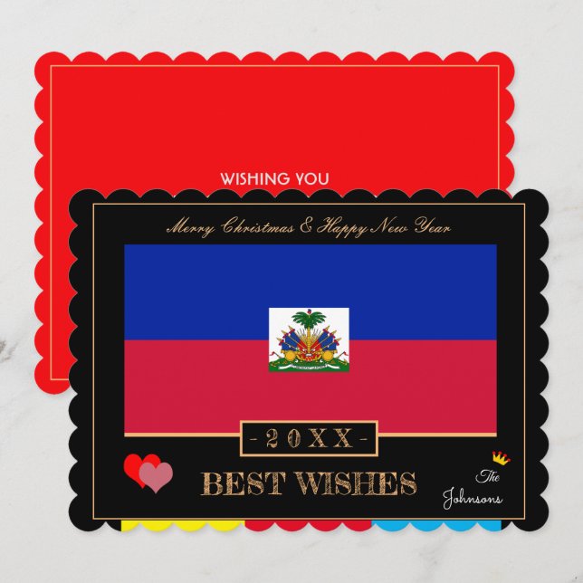 Haitian Flag & Happy New Year/Best Wishes Card Art (Front/Back)