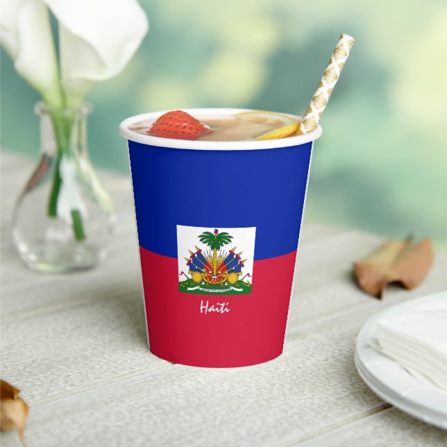 Haitian Flag paper cups, Haiti party /sports Cups (Insitu)