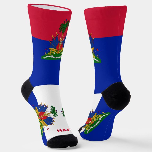 Haitian Flag Patriotic, Sustainable Haiti Premium Socks (Angled)