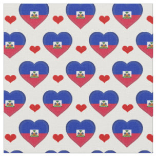 Haitian Flag & Red Heart fashion Fabric /Haiti