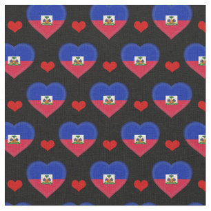Haitian Flag & Red Heart fashion Fabric /Haiti