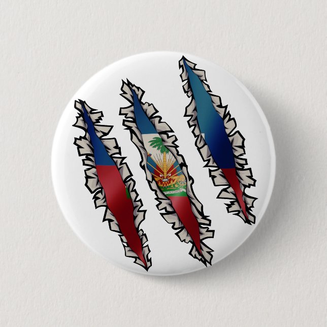 Haitian Flag Slash | Haiti Underneathe 6 Cm Round Badge (Front)