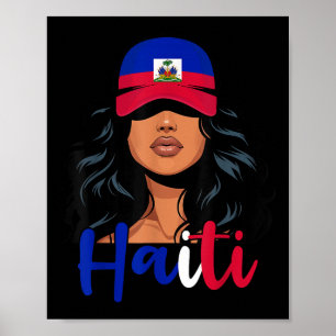 Haitian Girl Haiti Flag Proud Haitienne Women Hait Poster