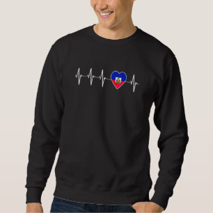 Haitian Heartbeat I Love Haiti Flag Country Sweatshirt