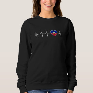 Haitian Heartbeat I Love Haiti Flag Heart Pride Sweatshirt
