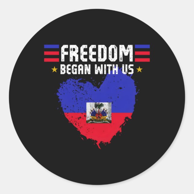 Haitian Independence Celebration Day Haitian Flag Classic Round Sticker (Front)