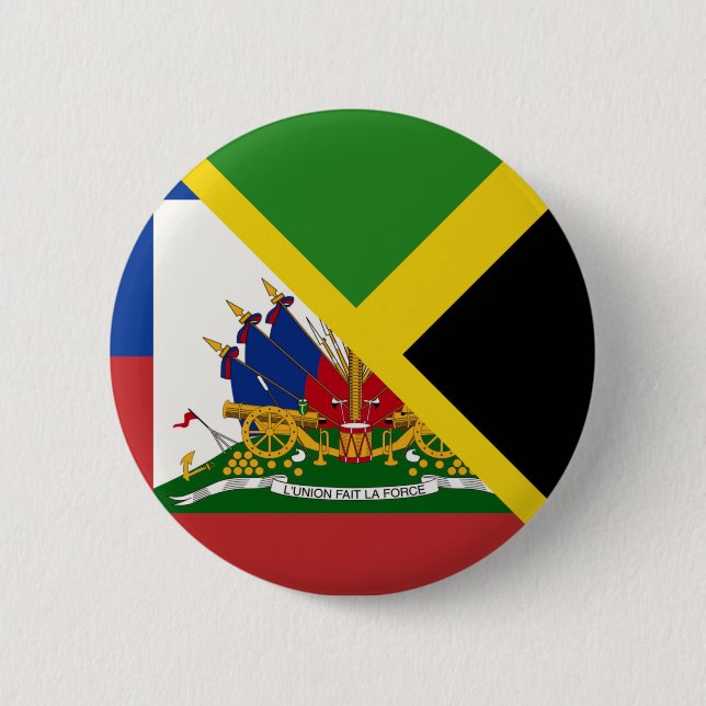 Haitian Jamaican Flag | Half Jamaica Haiti 6 Cm Round Badge (Front)