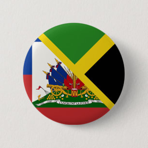 Haitian Jamaican Flag   Half Jamaica Haiti 6 Cm Round Badge