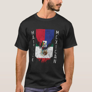 Haitian Mexican Flags Ripped Torn Haiti Mexico T-Shirt