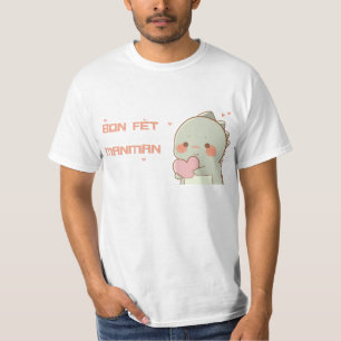Haitian Mother's Day Greeting with Cartoon Dino T-Shirt