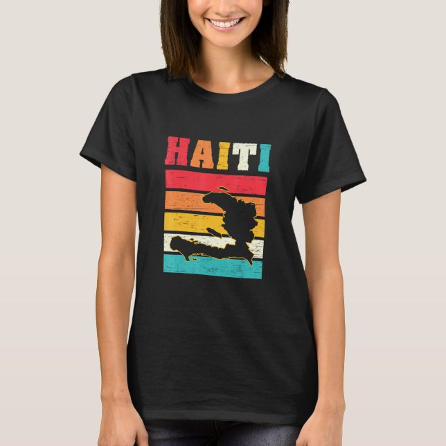 Haitian Pride Island Map For A American Flag Haiti T-Shirt (Front)