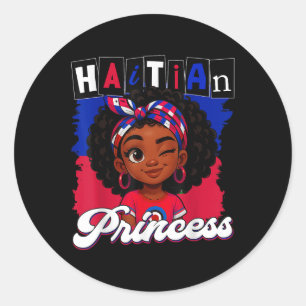 Haitian Princess Ayiti Pride Haiti Flag Day Girls  Classic Round Sticker