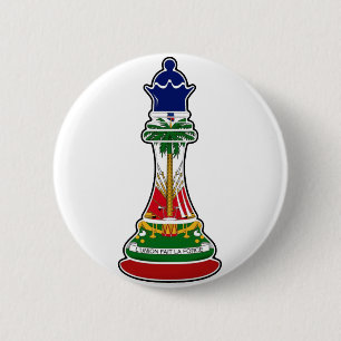 Haitian Queen Chess Piece   Haiti Flag Royalty 6 Cm Round Badge