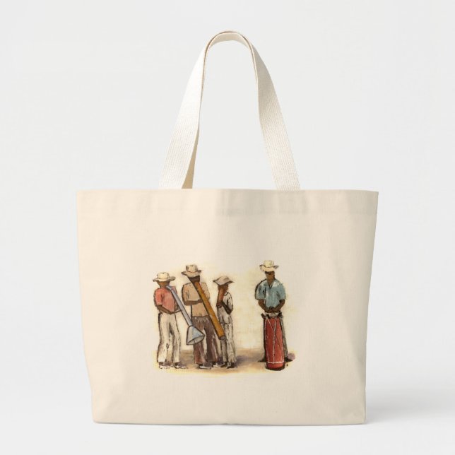 Haitian Street Musicians Large Tote Bag (Front)