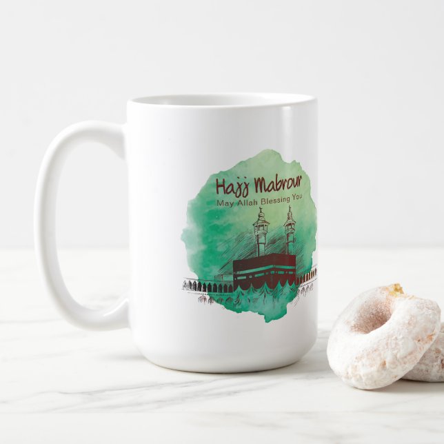 Hajj Mubarak, Holy Kaaba in Mecca Saudi Arabia Coffee Mug (With Donut)