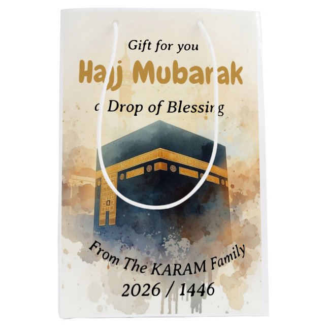 Hajj Mubarak Personalised gift  For Hajj Medium Gift Bag (Front)
